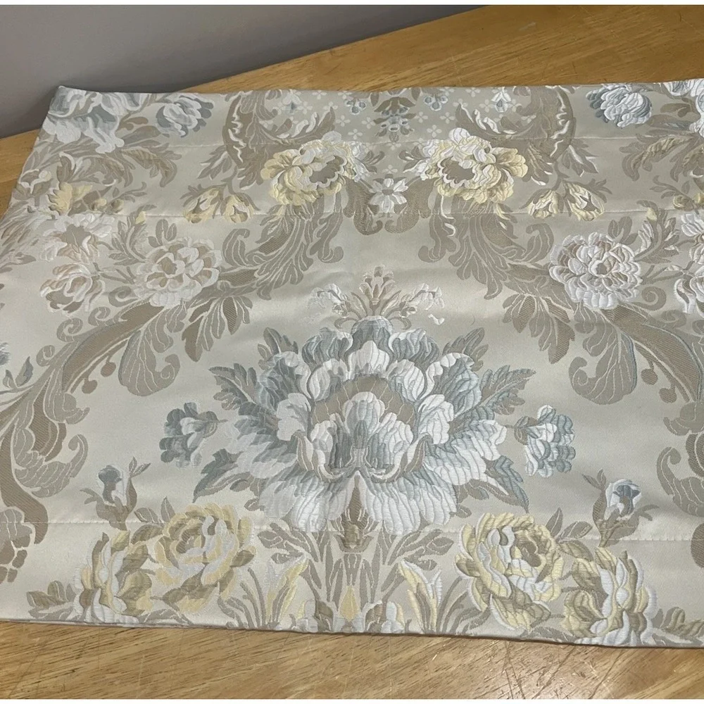 Marquis Waterford Brona Blue Valance Floral Shiny Yellow Taupe 55x18